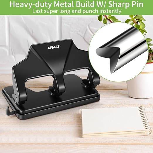 AFMAT 3 Hole Punch Heavy Duty, 40-Sheet Three Hole Punch, 50% Reduced Effort - Image 5