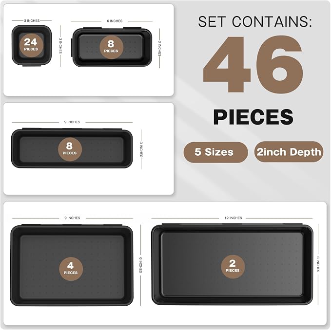 A-LuGei 【 & 5 Size】 Tool Box Organizer Tray Divider Set, 【Black】 - Image 7