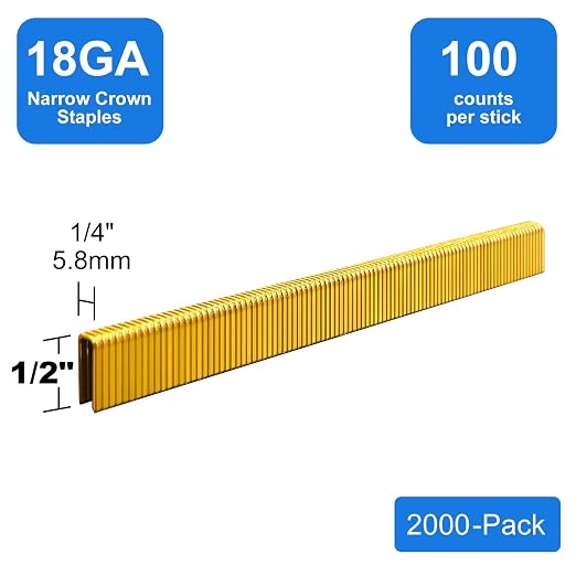 18 Gauge 1/4" Narrow Crown Staples 1/2" Leg Galvanized 2000 Pack - Image 3