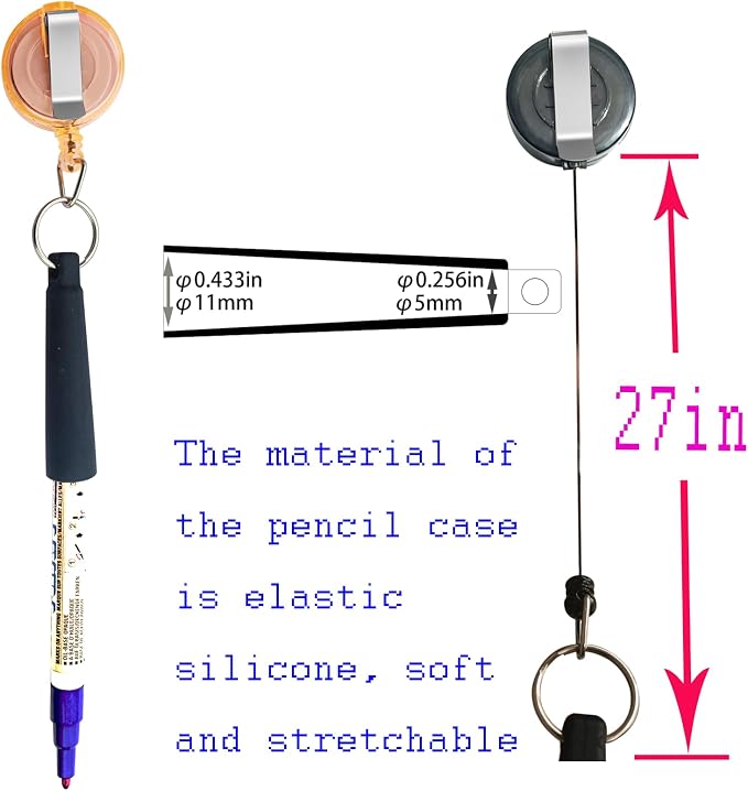 Duty Retractable Pull Pen Holder -Thick Nylon Cable- Ideal - Image 4