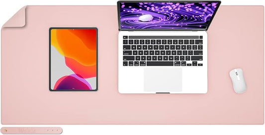 Wolaile PU Leather Desk Pad Blotter, Light Pink Waterproof Office Desktop Mat by Wolaile