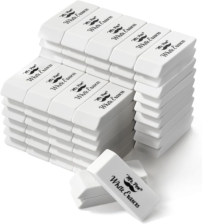 Mr. Pen- White Pencil Eraser, 72 Pack | Large Latex Free Block Erasers Bulk by MrPen