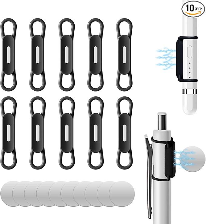 10 Pack Magnetic Pen Holder for Refrigerator, Adjustable Pen Pencil Holders by DGMDGSMinimalistLife