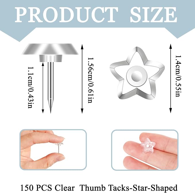 150PCS Clear Push Pins Tacks, Thumb Tacks - Image 4