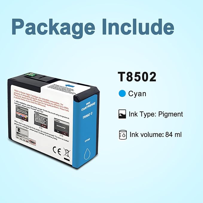 T850 Ink Cartridge T8502 T850200 Remanufactured Work for SureColor P800 (1-Pack, Cyan)-DeskLoop Office