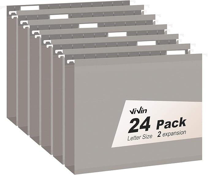 ViVin Hanging File Folders, 1/5-Cut Adjustable Tabs by ViVin