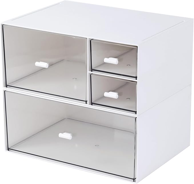MILULUGO Desk Organizer with 4 Drawers, Makeup Organizer, Desktop Storage Box by MILULUGO