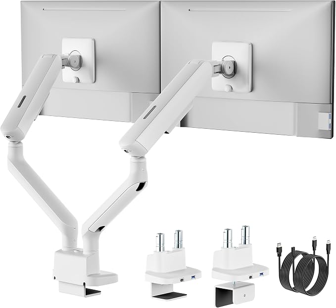 monTEK Dual Monitor Arm with USB, Mechanical Spring Monitor Arm by monTEK