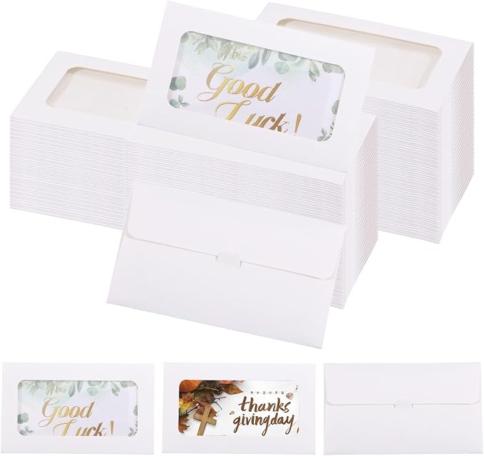 GLOBLELAND 150Pcs White Gift Card Sleeves by GLOBLELAND