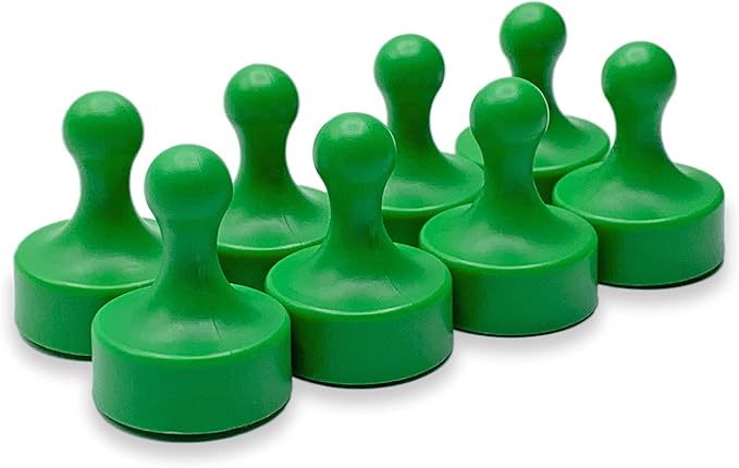 GLASSBOARD STUDIO Powerful Neodymium Magnets, Pawn-Shaped - Strong Fridge/Refrigerator and Whiteboard Magnet, Ideal for Office, Kitchen, Crafts - Rare Earth, Heavy Duty (8, Green)-DeskLoop Office