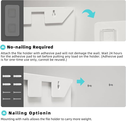 JOMOLA No Drilling File Holder 3 Pack Mail Organizer Wall Mount File Organizer - Image 2