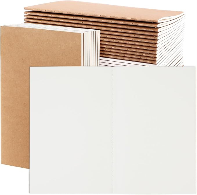 EOOUT 24 Pack Blank Kraft Notebooks, A5 Journals Notebook Bulk, Unlined Paper by EOOUT