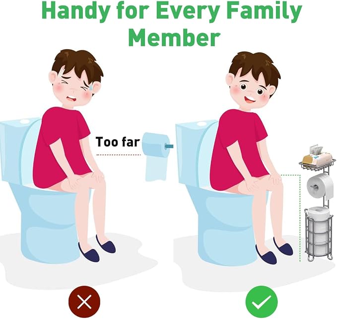 Toilet Paper Holder Stand Bathroom Tissue Dispenser Holders Rack Free Standing - Image 3