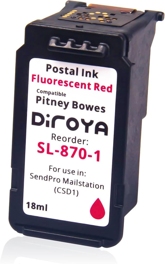 SL-870-1 Ink Cartridge 18ML High Yield Replacement for Pitney Bowes SendPro Mailstation Fluorescent Red Postage Ink (CSD1) (1 Pack)-DeskLoop Office