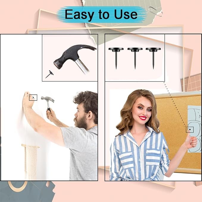 50 Pcs Push Pins for Bulletin Board, Metal Black Thumb Tacks for Picture Photo - Image 6