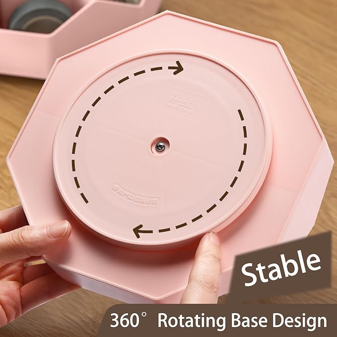 Pencil Pen Holder for Desk, 9 Slots 360 Degree Rotating Desk Organizer, Cute Pen Organizers Stationery Supplies for Office Home & Art Supply (Pink)-DeskLoop Office