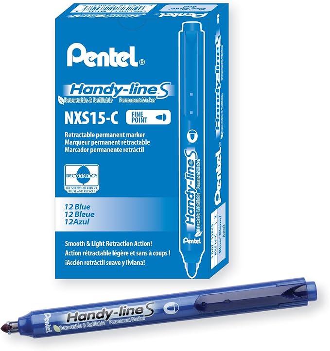 Handy-Line S Pentel Retractable and Refillable Permanent Marker, Chisel Tip by PentelofAmerica