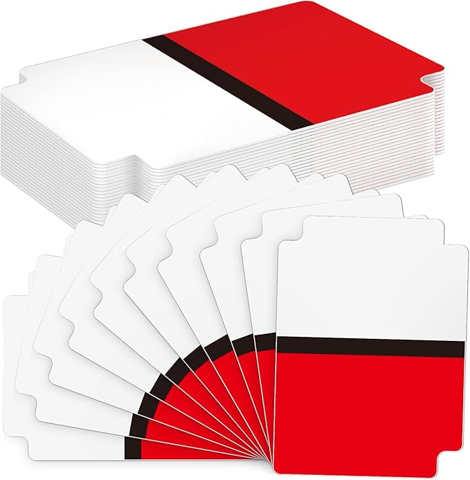 50pcs Red and White Trading Card Dividers Plastic Index Card Storage Dividers with Tabs Card Separators for Sports Recipe Game Card Organize-DeskLoop Office