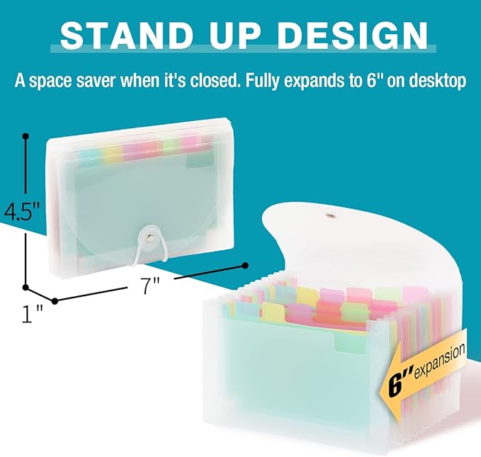 H4D Coupon Receipt Holder, 13 Pocket Accordion File Organizer, 7x4.5 Inches - Image 2