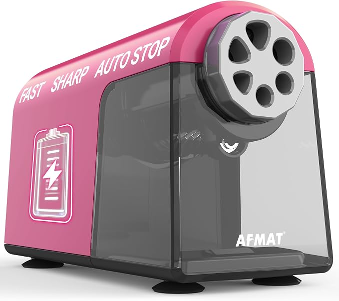 AFMAT Electric Pencil Sharpener Heavy Duty, 6 Holes, Cordless & Rechargeable by AFMAT