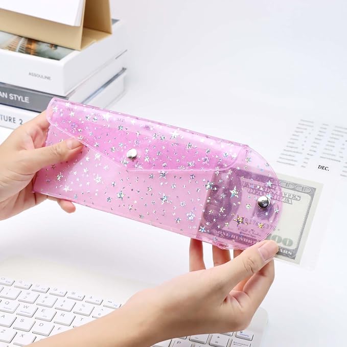Cash Envelope Wallet 6-Tab Divider Pockets Cash Stuffing Envelopes Glitter PVC - Image 4