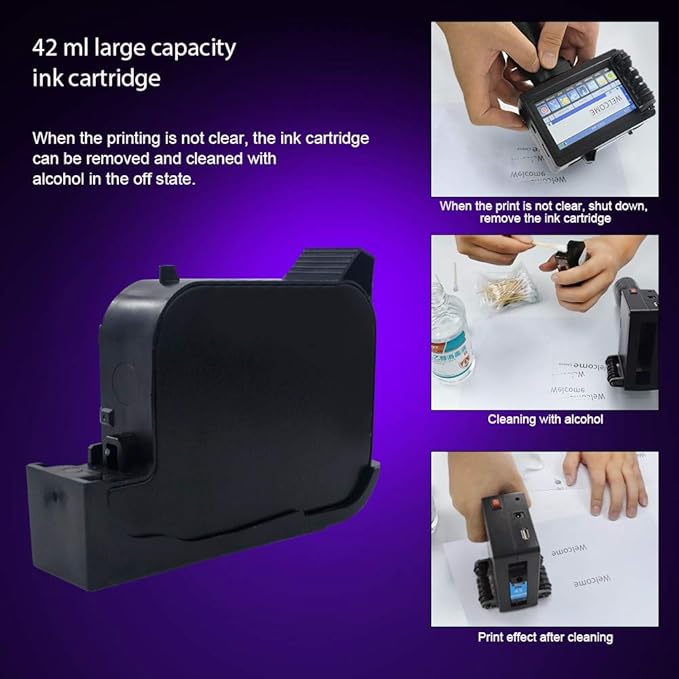 TOAUTO Original Portable Ink Cartridge Quick-Dry Replacement 42ml Ink Cartridge for Handheld Inkjet Printer Coding Machine（Black）-DeskLoop Office