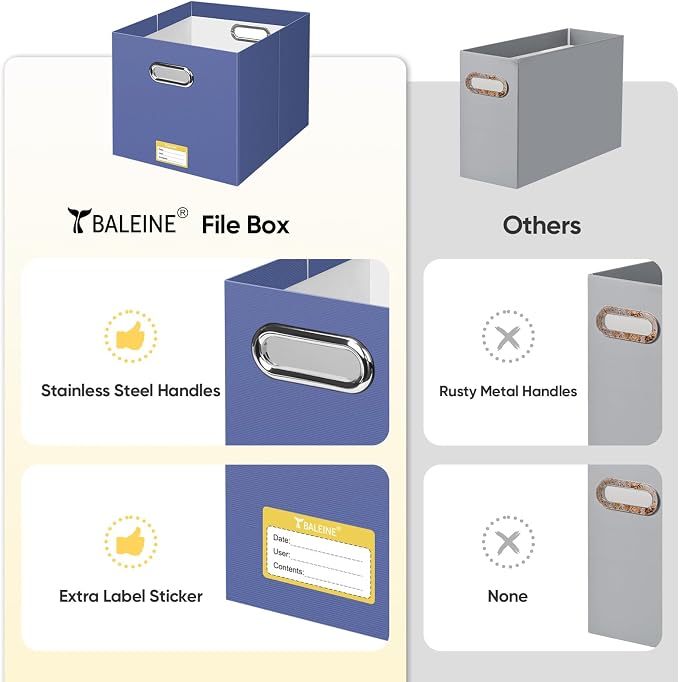 BALEINE File Organizer Box, Cardboard File Folder Organizer - Image 5