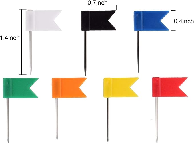100PCS Map Flag Push Pins, Newlan Colorful Map Tacks Push Pins, Flag Tacks - Image 5