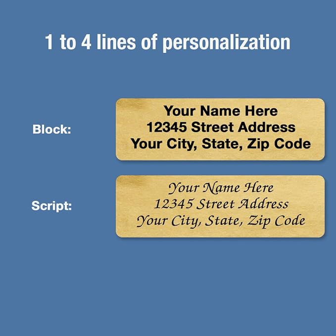 Personalized Return Address Labels, Roll of 125 Gold Foil Self-Adhesive Labels - Image 4