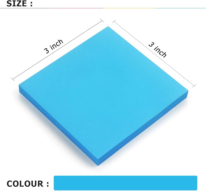 Sticky Notes 3x3 Self-Stick Notes Bright Colors Sticky Notes 8 Pads 80 Sheet/Pad - Image 3