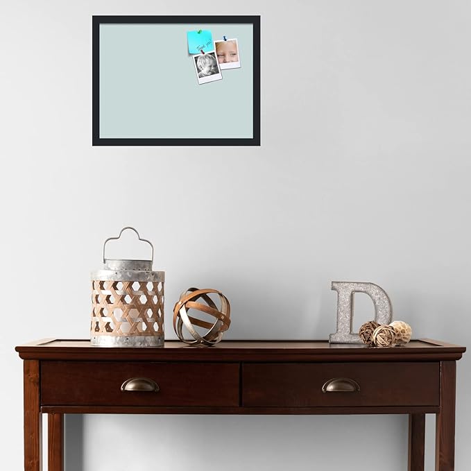 PinPix 20x15 Inch Cork Bulletin Board. This Decorative Framed Pin Board Comes with Soft Blue Design and a Satin Black Frame. Ideal for Home Office Decor or Message Board (PinPix-1814)-DeskLoop Office