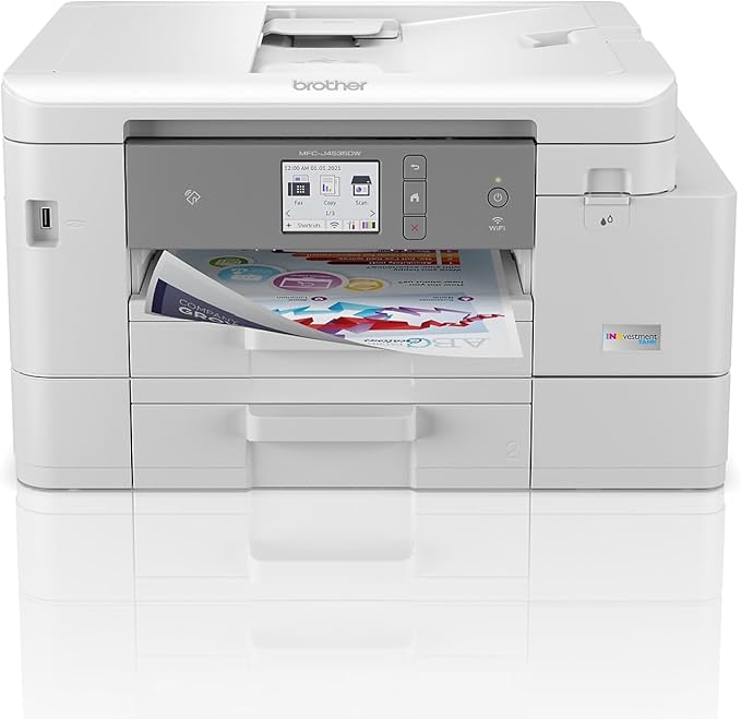 Brother MFC-J4535DW INKvestment -Tank All-in-One Color Inkjet Printer with NFC, Duplex and Wireless Printing Plus Up to 1-Year of Ink in-Box, White-DeskLoop Office