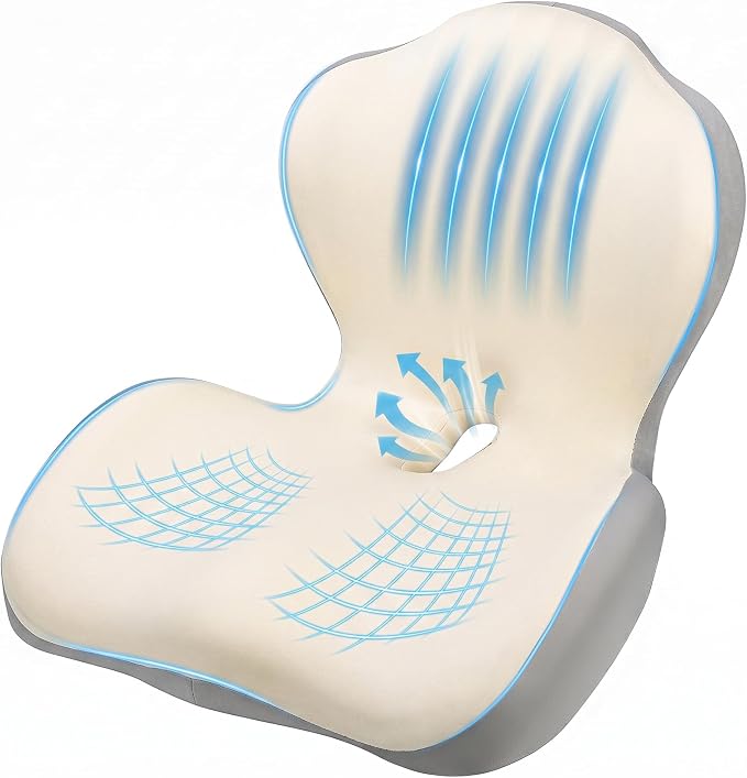 Car Seat Cushion with Lumbar Support Pillow, Memory Foam Office Chair Cushion by Nisuez