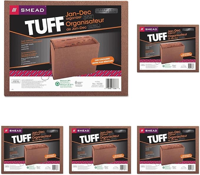 Smead TUFF Expanding File, 12 Pockets, Flap and Cord Closure, Letter Size by SMEAD