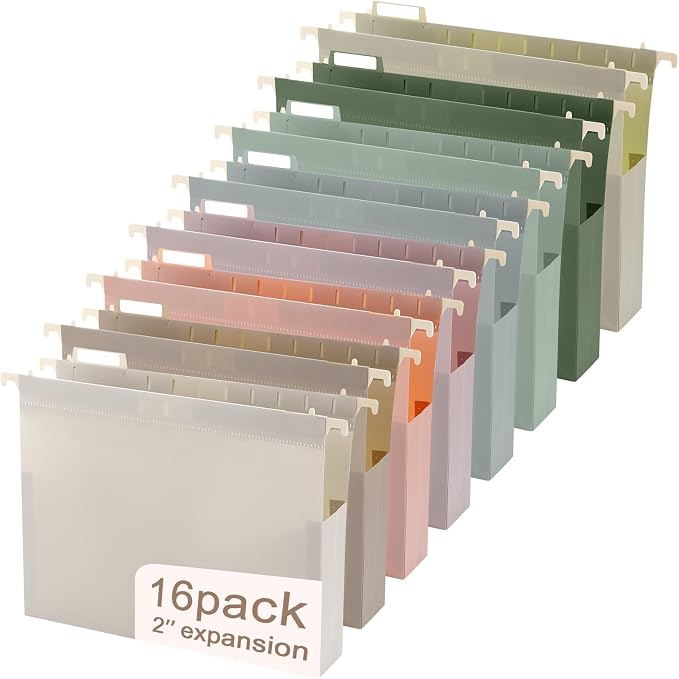 gisgfim 16 Pack Plastic Hanging File Folder Letter Size 2inch Expanding File by gisgfim