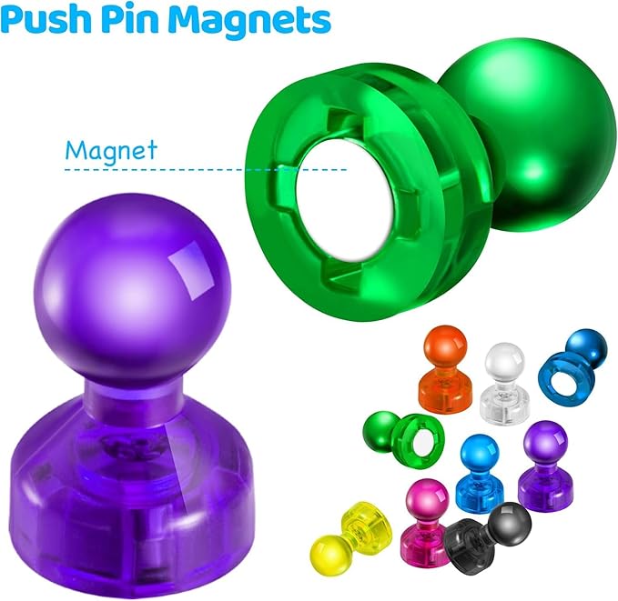 90 PCS Colorful Strong Magnetic Push Pin Magnets, Office/Classroom Magnets,8 Assorted Color, Perfect to use as Kitchen Home and School, Map Magnets,Whiteboard Magnets-DeskLoop Office