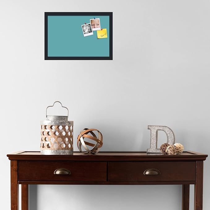 PinPix 18x12 Inch Cork Bulletin Board. This Decorative Framed Pin Board Comes with Aqua Pastel Design and a Satin Black Frame. Ideal for Home Office Decor or Message Board (PinPix-1806)-DeskLoop Office