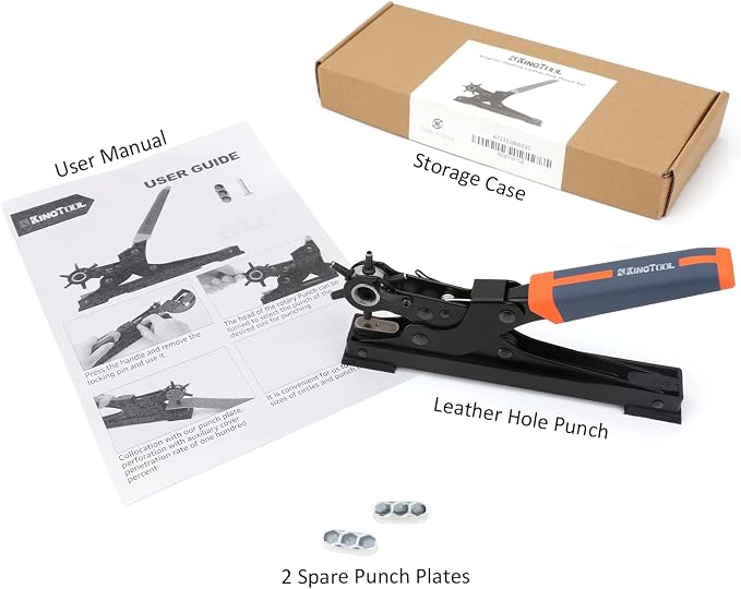 KingTool Desktop Leather Hole Punch Set, Super Heavy Duty Rotary Puncher - Image 2