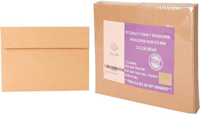 Kraft Kraft Paper Envelopes, 50 Pack, 5 x 7 Inch, Personalize Gift, Invitations - Image 6