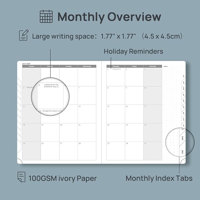 POPRUN 2027 Planner Weekly and Monthly, Large 8.5" x 10.5" Calendar, Jan 2027- - Image 4