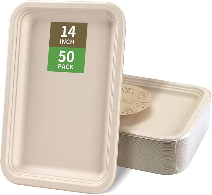 bloomoon 50 Pack 14 Inch Disposable Food Trays by bloomoon