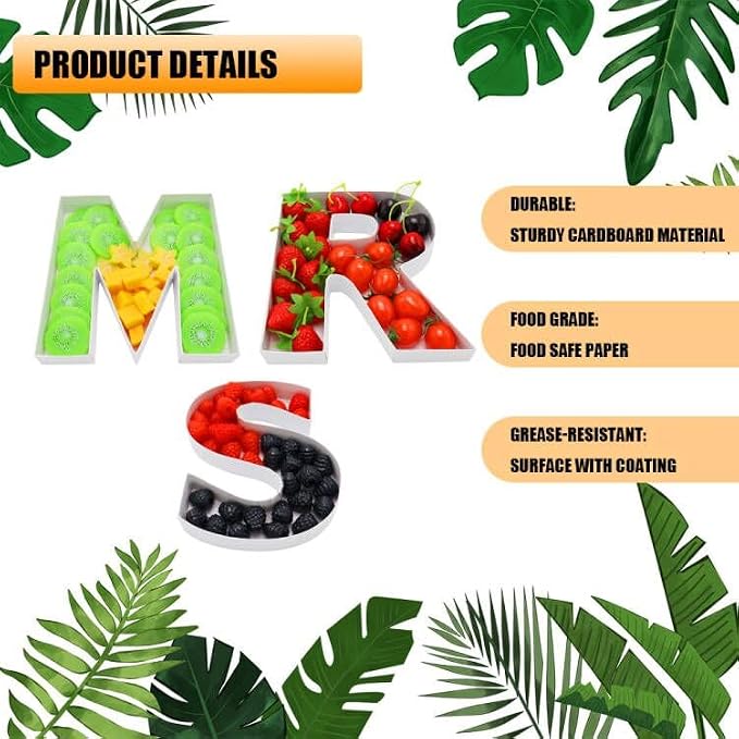MRS Engagement fillable Cardboard Letters Wedding Party Charcuterie Board Food - Image 5