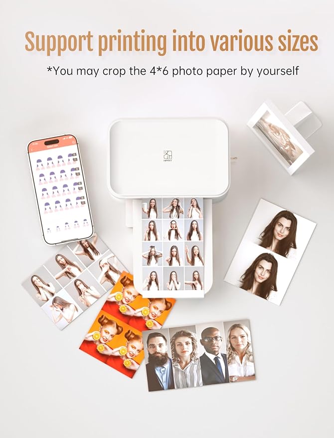 HPRT 4x6 Photo Printer, +20 Sheets&1 Ribbon, Picture Printer for iPhone, Android, Portable Dye-Sublimation, AR Video Printing（White）-DeskLoop Office