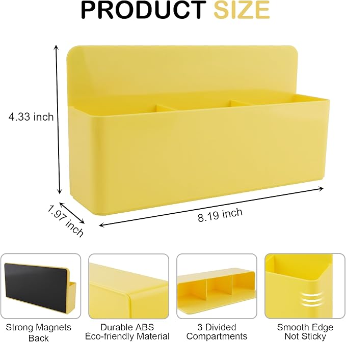 KITANIS Magnetic Pen Holder, 3 Compartments Magnetic Dry Erase Marker Holder - Image 2