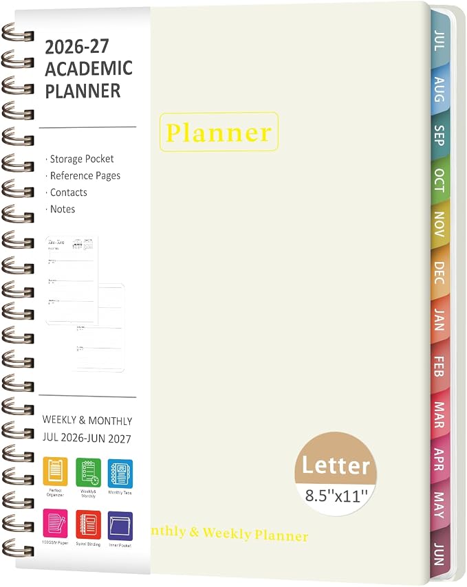 Planner 2026-2027, Academic Weekly and Monthly Calendar Planner, July 2026 by VALOME