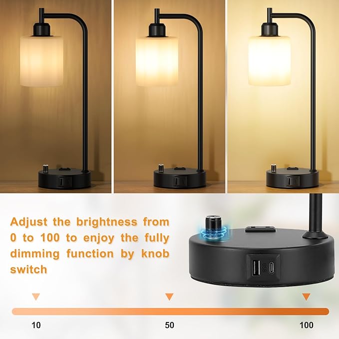 Industrial Bedroom Lamps for Nightstand Set of 2 - Image 2