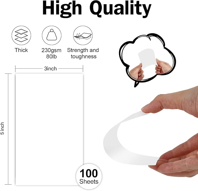 100 Pack White Blank Index Cards 3x5 Unlined Note Cards, Goefun 80lb Heavy Duty - Image 2