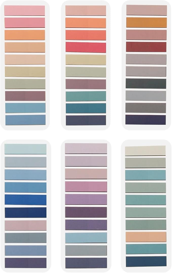 ELII 1200pcs Sticky Tabs Page Markers,Morandi Sticky Note Tabs Colored Writable and Repositionable Book Flags Tabs Strip Index Tabs,Page Tabs-DeskLoop Office