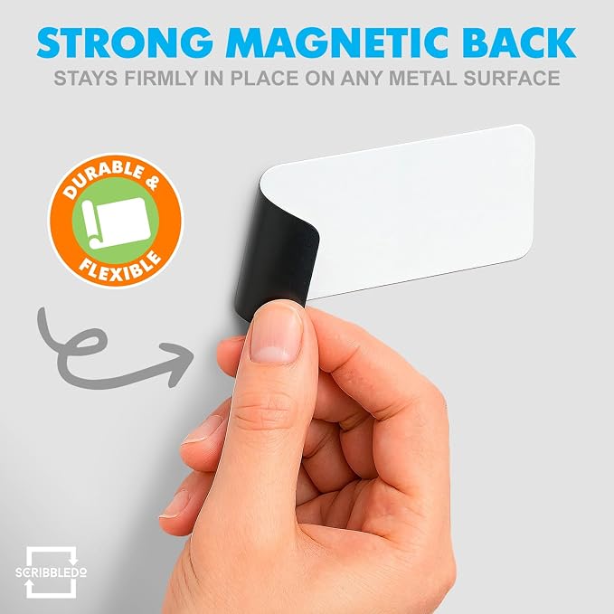 Scribbledo 10 Pack Dry Erase Magnetic Labels 3.1” x 1.2” Writable Strips - Image 3