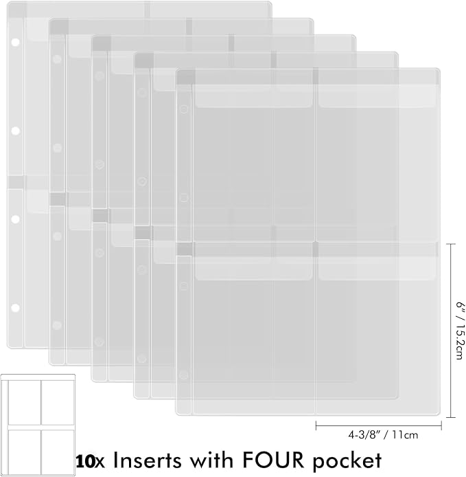 10 Pack A4 Size Plastic Binder Pockets, 4 Holes Waterproof PVC Folders Loose - Image 2